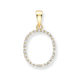 9K Yellow Gold Large Diamond 'O' Initial Pendant