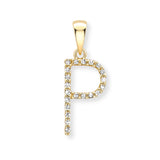 9K Yellow Gold Large Diamond 'P' Initial Pendant