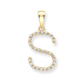 9K Yellow Gold Large Diamond 'S' Initial Pendant