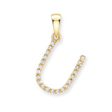 9K Yellow Gold Large Diamond 'U' Initial Pendant