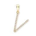 9K Yellow Gold Large Diamond 'V' Initial Pendant