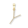 9K Yellow Gold Large Diamond 'Y' Initial Pendant