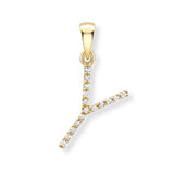 9K Yellow Gold Large Diamond 'Y' Initial Pendant