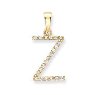 9K Yellow Gold Large Diamond 'Z' Initial Pendant