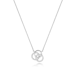 9K White Gold Adjustable Triple Ring Diamond Necklace