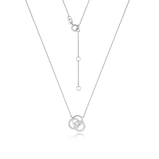 9K White Gold Adjustable Triple Ring Diamond Necklace