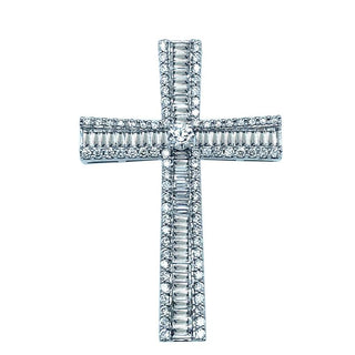 9K White Gold 1.76ct Diamond Cross Pendant