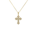 14K Yellow Gold 0.21ct Pave Diamond Cross Pendant