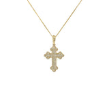 14K Yellow Gold 0.21ct Pave Diamond Cross Pendant