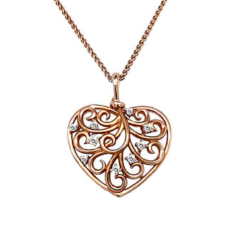 9K Rose Gold 0.12ct Diamond Heart Pendant