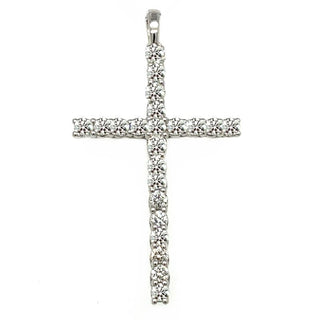 18K White Gold 1.02ct Diamond Cross Pendant
