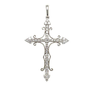 18K White Gold 0.59ct Diamond Cross Pendant