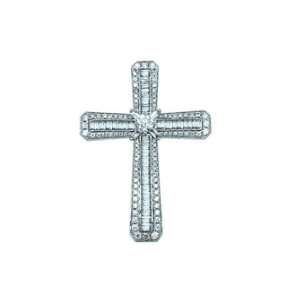 9K White Gold 1.34ct Diamond Cross Pendant