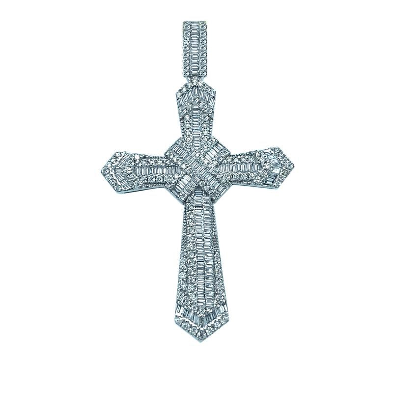 9K White Gold 1.25ct Diamond Cross Pendant