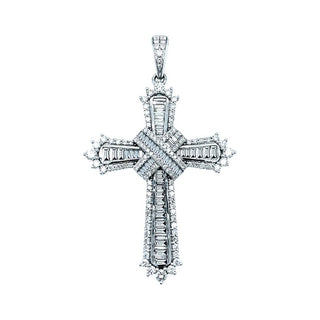 9K White Gold 1.69ct Diamond Cross Pendant