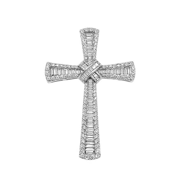9K White Gold 1.24ct Diamond Cross Pendant