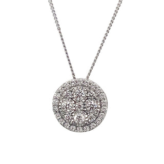 18K White Gold 0.24ct Diamond Cluster Pendant
