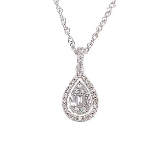 18K White Gold 0.22ct Diamond Pear-Shaped Pendant