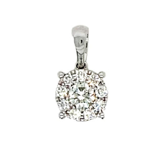 18K White Gold 0.35ct Diamond Cluster Pendant