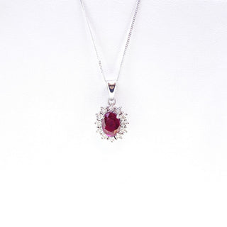 9ct White Gold Ruby And Diamond Pendant