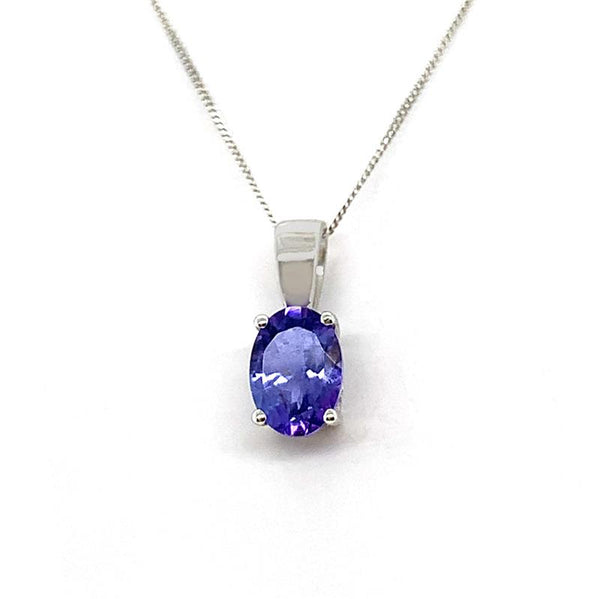 9K White Gold Oval Tanzanite Pendant