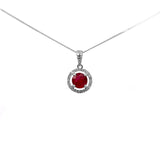 9K White Gold Ruby & Diamond Pendant