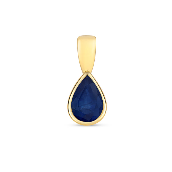 9K Yellow Gold Pear Sapphire Pendant