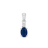9K White Gold Oval Sapphire and Diamond Pendant