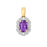 9K Yellow Gold Amethyst & Diamond Pendant
