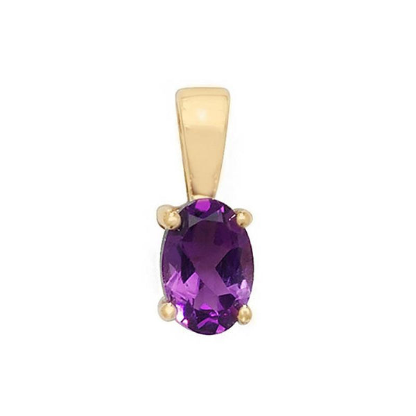 9K Yellow Gold Oval Amethyst Pendant
