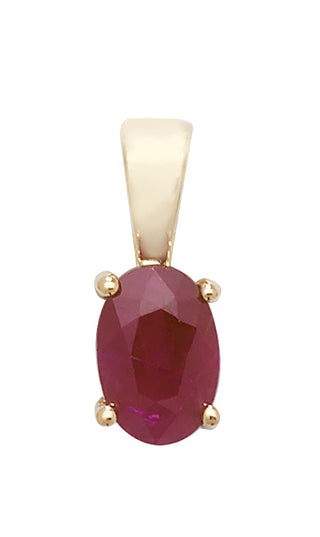 9ct Yellow Gold Oval Ruby Pendant