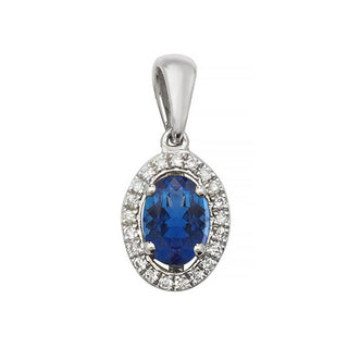9K White Gold Sapphire and Diamond Pendant
