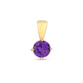 9K Yellow Gold Round Amethyst Pendant