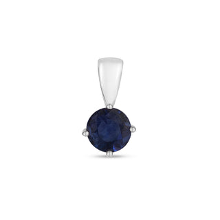 9K White Gold Round Sapphire Pendant