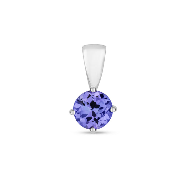9K White Gold Round Tanzanite Pendant