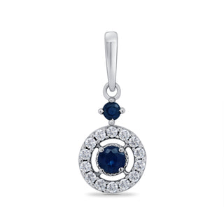 9K White Gold Sapphire and Diamond Pendant