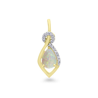 9ct Yellow Gold Opal and Diamond Pendant
