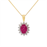 9K Yellow Gold Ruby and Diamond Pendant