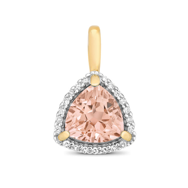 9ct Rose Gold Trillion Cut Morganite and Diamond Pendant