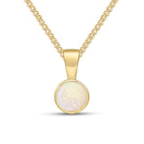 9K Yellow Gold Round Opal Pendant
