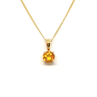 9K Yellow Gold Round Citrine Pendant