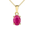 9K Yellow Gold Oval Ruby Claw Pendant