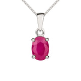 9K White Gold Oval Ruby Claw Pendant