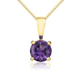 9K Yellow Gold Round Amethyst Claw Pendant