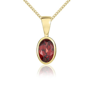 9K Yellow Gold Oval Garnet Rubover Pendant