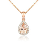 9K Rose Gold Pear Morganite & Diamond Pendant