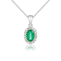 9K White Gold Oval Emerald & Diamond Pendant