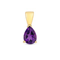 9K Yellow Gold Pear Amethyst Pendant