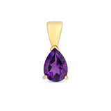 9K Yellow Gold Pear Amethyst Pendant