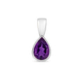 9K White Gold Pear Amethyst Pendant